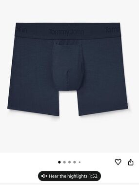 Tommy John Second Skin 6” Boxer Briefs Dress Blues NWT